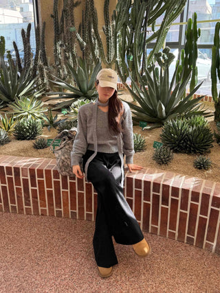 Cozy Hooded Loose Fit V-Neck Knit