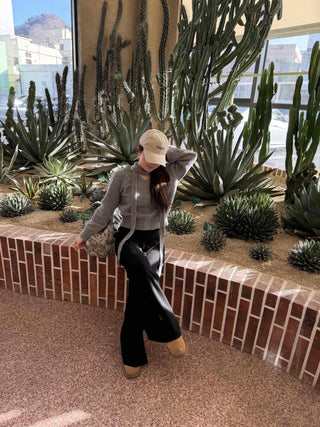 Cozy Hooded Loose Fit V-Neck Knit