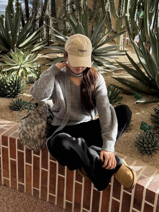 Cozy Hooded Loose Fit V-Neck Knit