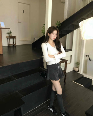 Soft delicate fit gold button cropped cardigan