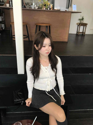 Soft delicate fit gold button cropped cardigan