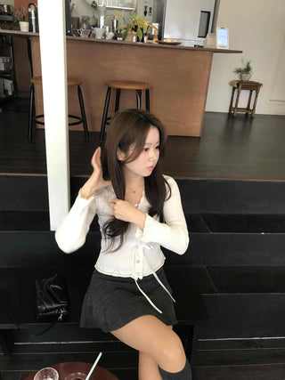 Soft delicate fit gold button cropped cardigan