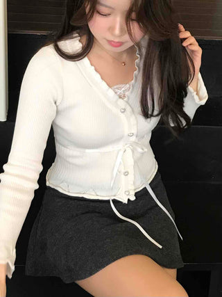 Soft delicate fit gold button cropped cardigan