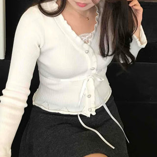 Soft delicate fit gold button cropped cardigan