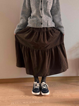 Asymmetrical Cut Elastic Waist A-Line Maxi Skirt