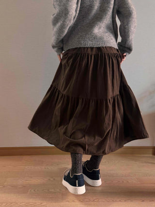 Asymmetrical Cut Elastic Waist A-Line Maxi Skirt
