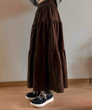 Asymmetrical Cut Elastic Waist A-Line Maxi Skirt