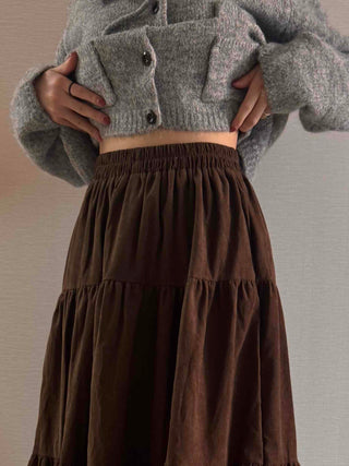 Asymmetrical Cut Elastic Waist A-Line Maxi Skirt
