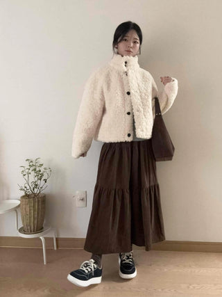 Asymmetrical Cut Elastic Waist A-Line Maxi Skirt
