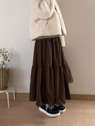 Asymmetrical Cut Elastic Waist A-Line Maxi Skirt