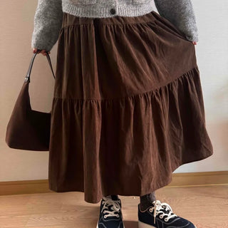 Asymmetrical Cut Elastic Waist A-Line Maxi Skirt