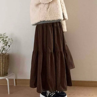Asymmetrical Cut Elastic Waist A-Line Maxi Skirt