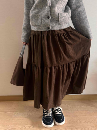Asymmetrical Cut Elastic Waist A-Line Maxi Skirt