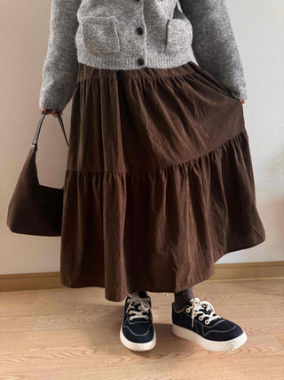 Asymmetrical Cut Elastic Waist A-Line Maxi Skirt