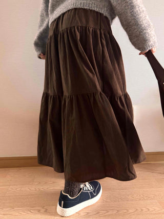 Asymmetrical Cut Elastic Waist A-Line Maxi Skirt