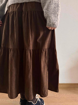 Asymmetrical Cut Elastic Waist A-Line Maxi Skirt