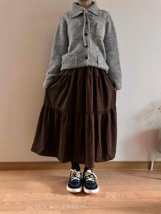 Asymmetrical Cut Elastic Waist A-Line Maxi Skirt