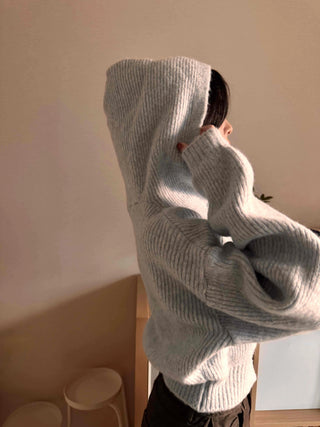 Open Collar Wide Sleeve Cropped Knit Cardigan