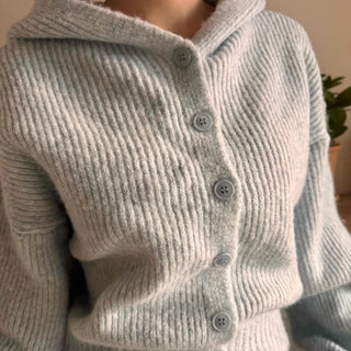 Open Collar Wide Sleeve Cropped Knit Cardigan