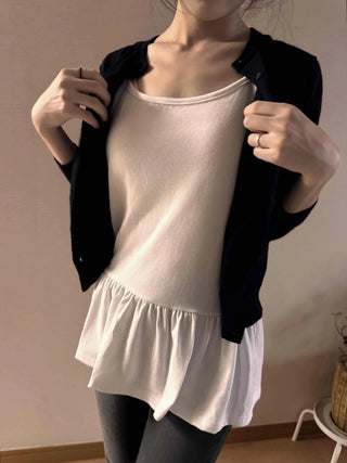 Center Button Crop Knit Vest