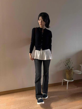 Center Button Crop Knit Vest