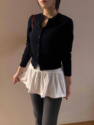 Center Button Crop Knit Vest