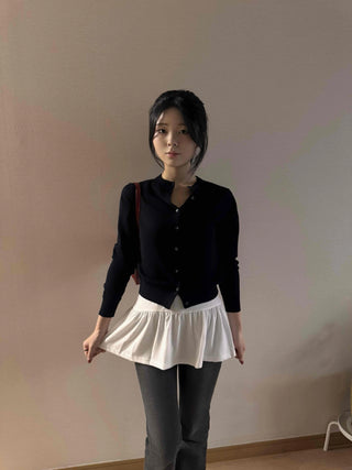 Center Button Crop Knit Vest