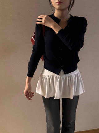Center Button Crop Knit Vest