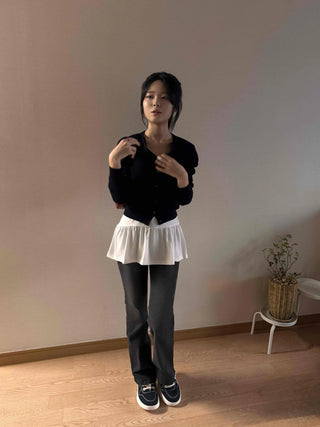 Center Button Crop Knit Vest