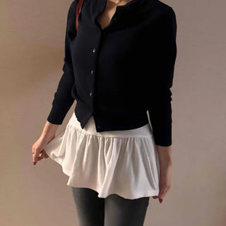 Center Button Crop Knit Vest