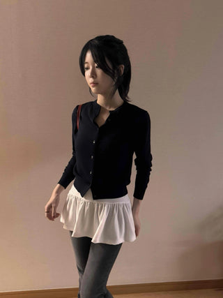 Center Button Crop Knit Vest
