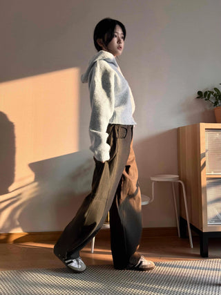 Color Block Two-Tone Wide Long Pants