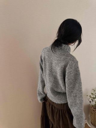 Vintage Boucle Short Collar Knit Cardigan
