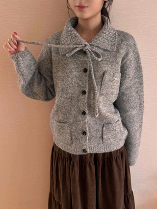 Vintage Boucle Short Collar Knit Cardigan