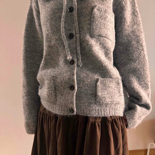 Vintage Boucle Short Collar Knit Cardigan