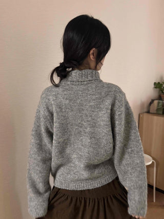 Vintage Boucle Short Collar Knit Cardigan