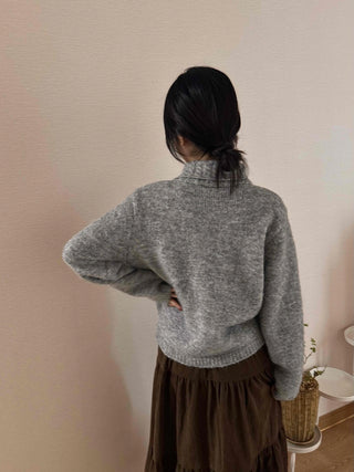 Vintage Boucle Short Collar Knit Cardigan