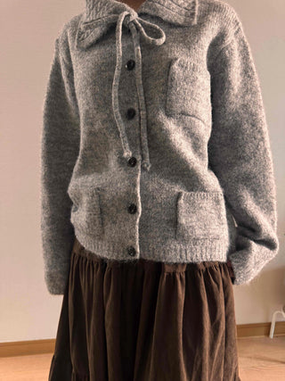 Vintage Boucle Short Collar Knit Cardigan
