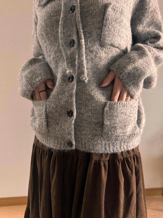 Vintage Boucle Short Collar Knit Cardigan