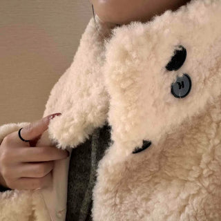 High Collar Side Snap Sherpa Fleece Short Jacket