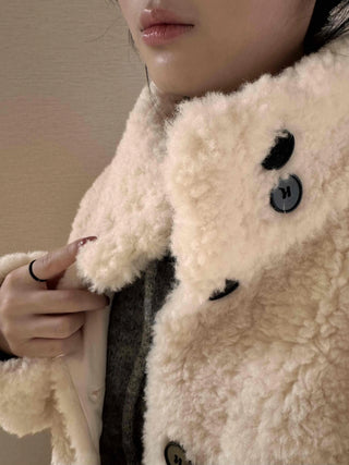 High Collar Side Snap Sherpa Fleece Short Jacket