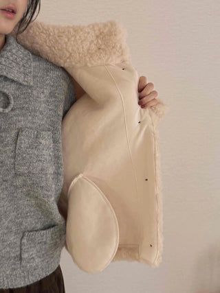High Collar Side Snap Sherpa Fleece Short Jacket
