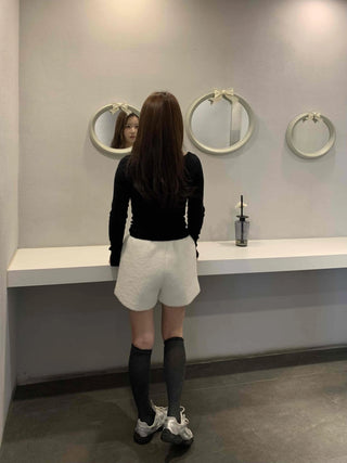 Soft Square Neck Ribbed Slim Long Sleeve Tee