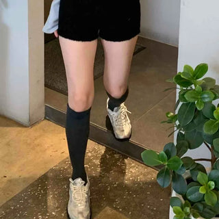 Rolled-up Cut-off Stretch Denim Mini Shorts
