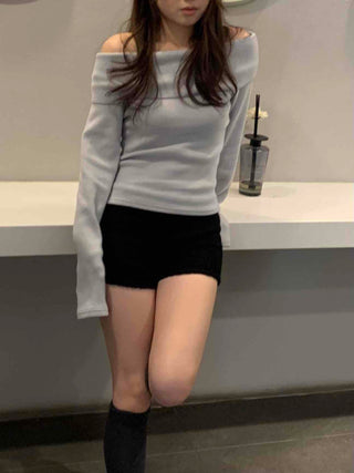 Rolled-up Cut-off Stretch Denim Mini Shorts