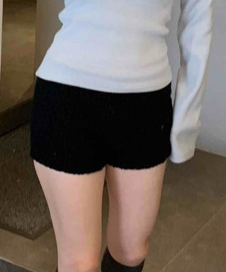 Rolled-up Cut-off Stretch Denim Mini Shorts