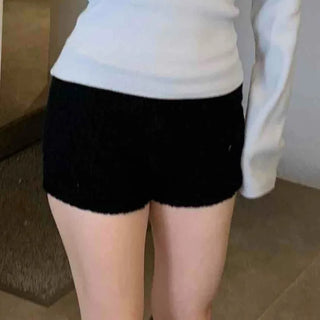 Rolled-up Cut-off Stretch Denim Mini Shorts