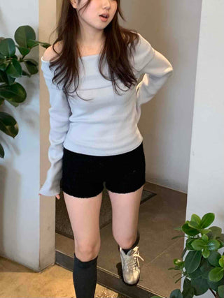 Rolled-up Cut-off Stretch Denim Mini Shorts