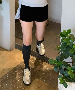 Rolled-up Cut-off Stretch Denim Mini Shorts