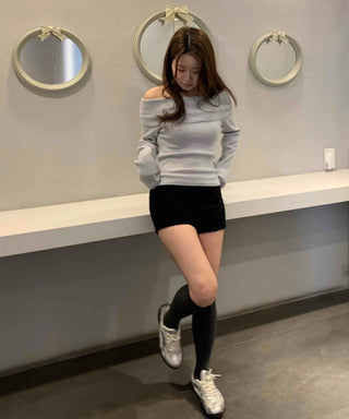 Rolled-up Cut-off Stretch Denim Mini Shorts